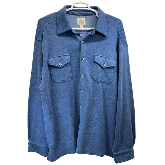 Other - Vintage Paradise Collection Blue Mens Ribbed Button Down‎ Shirt XXL
